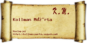 Kollman Márta névjegykártya